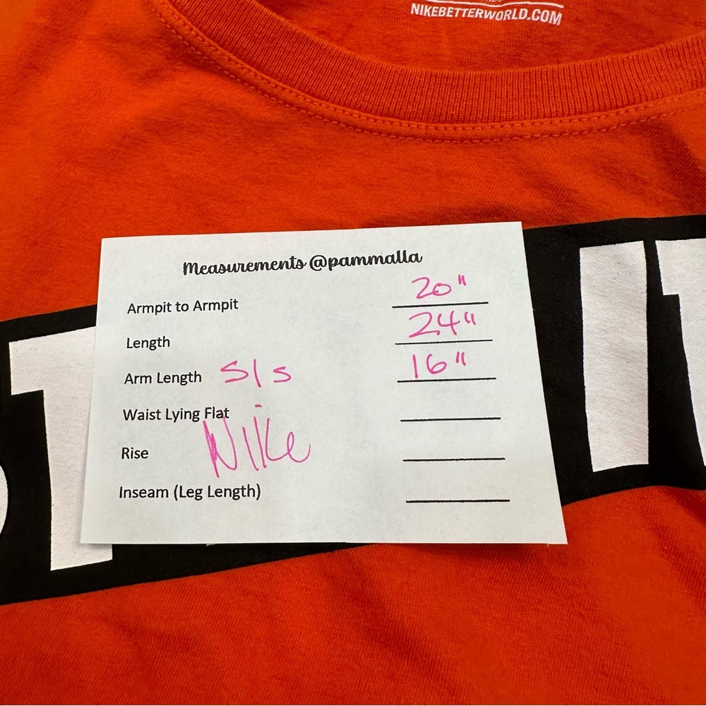 NIKE Orange Just Do It Short Sleeve T Shirt Athletic Cut Swoop Size XL - Picture 4 of 6